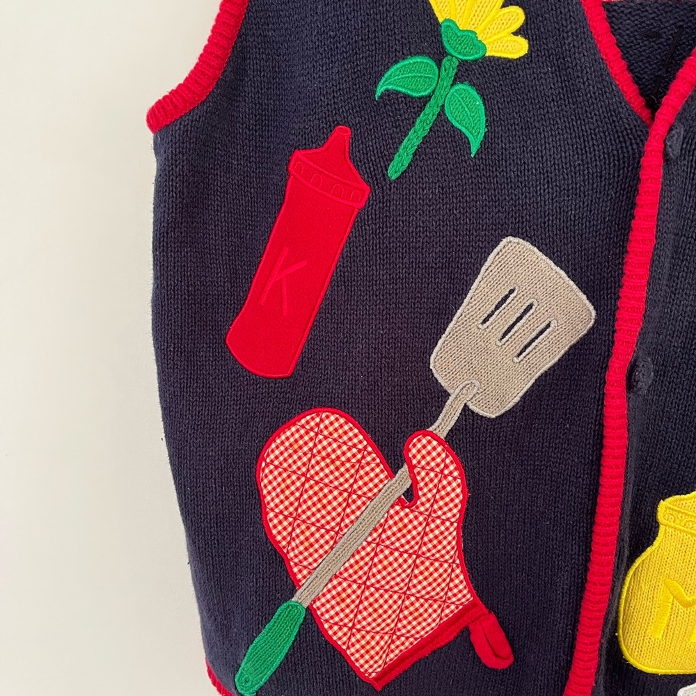 Vintage Mandal Bay 1980’s Sweater Vest Summer Cook Out Grilling Bbq Picnic Sz XL - Picture 5 of 13